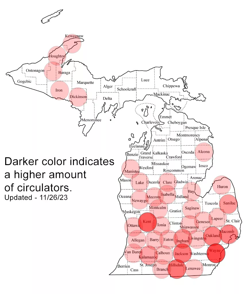 Map of Michigan Transparency Initiative petition circulators